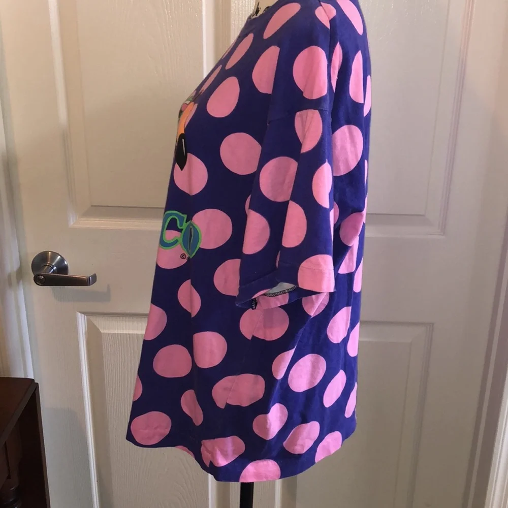 Vintage 90s polkadot bright bird shirt - Picture 5 of 8